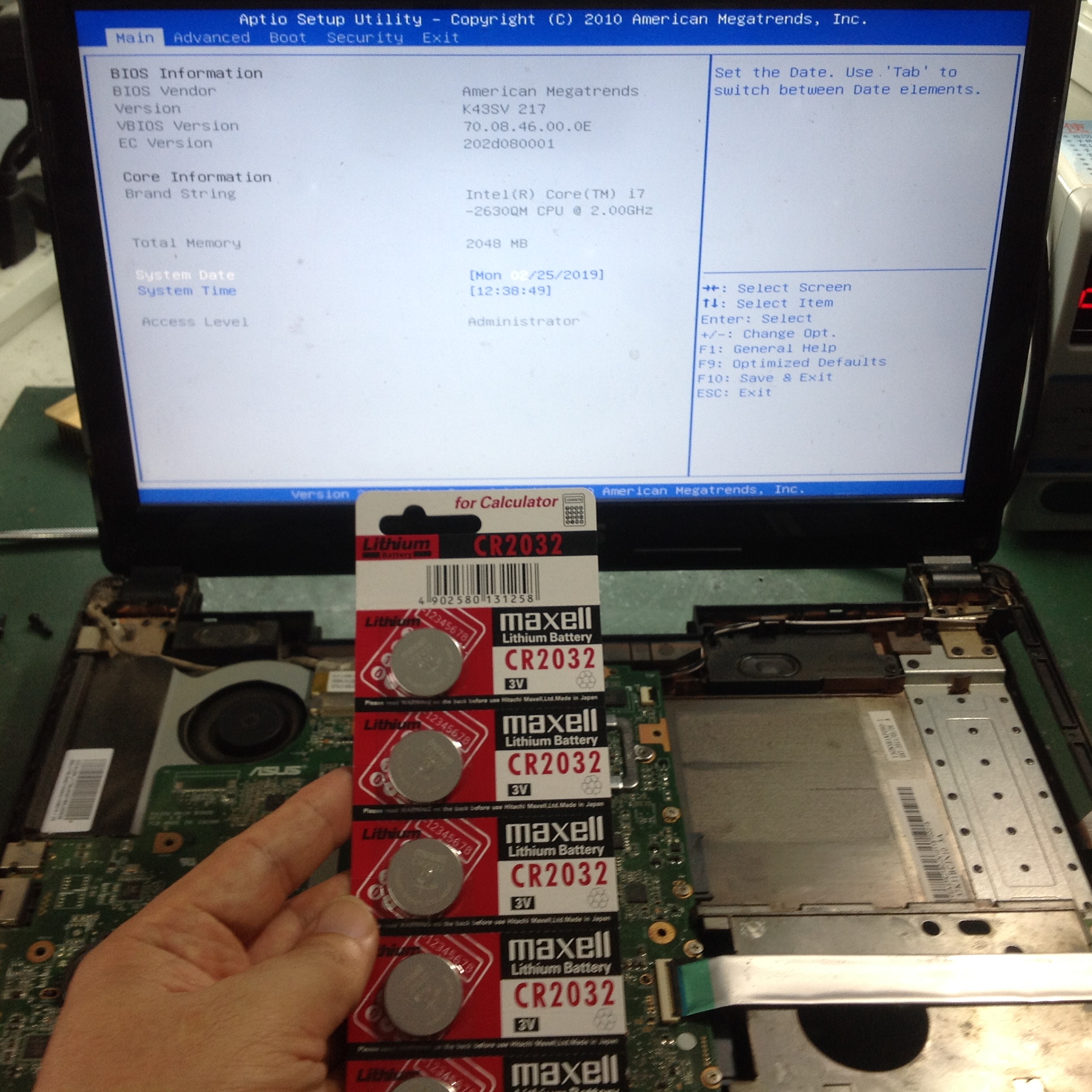 ASUS A43S วันที่/เวลา ไม่ตรง